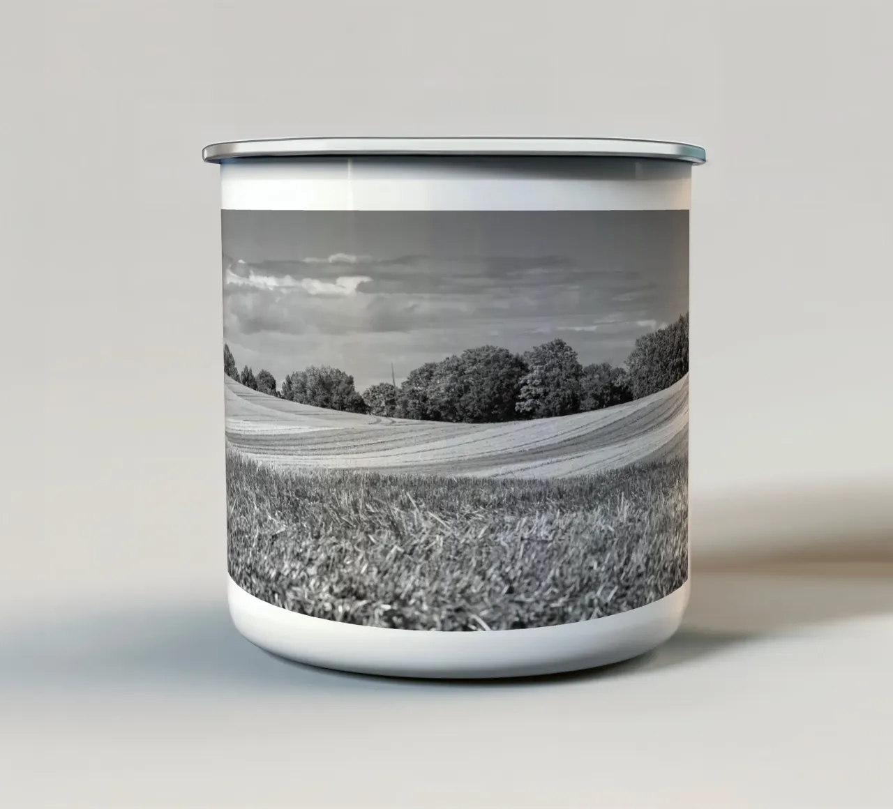Stubble fields 3 enamel mug by Barbara Buderath Fotodesign