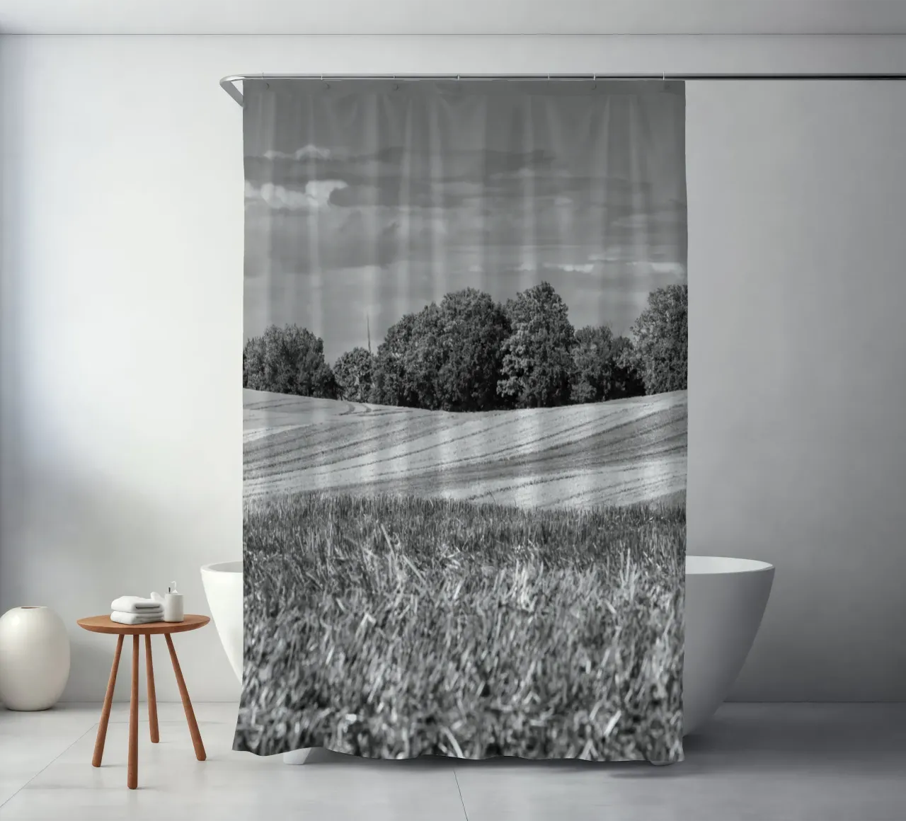 Stubble fields 3 shower curtain by Barbara Buderath Fotodesign