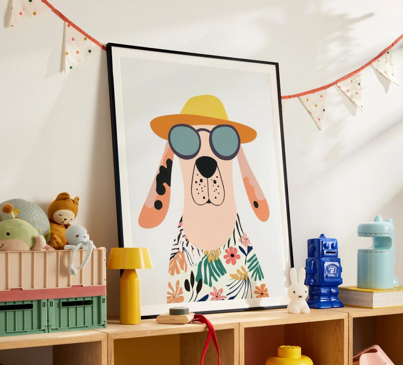 Chien tropical poster by So Cute Land - Affiches et posters
