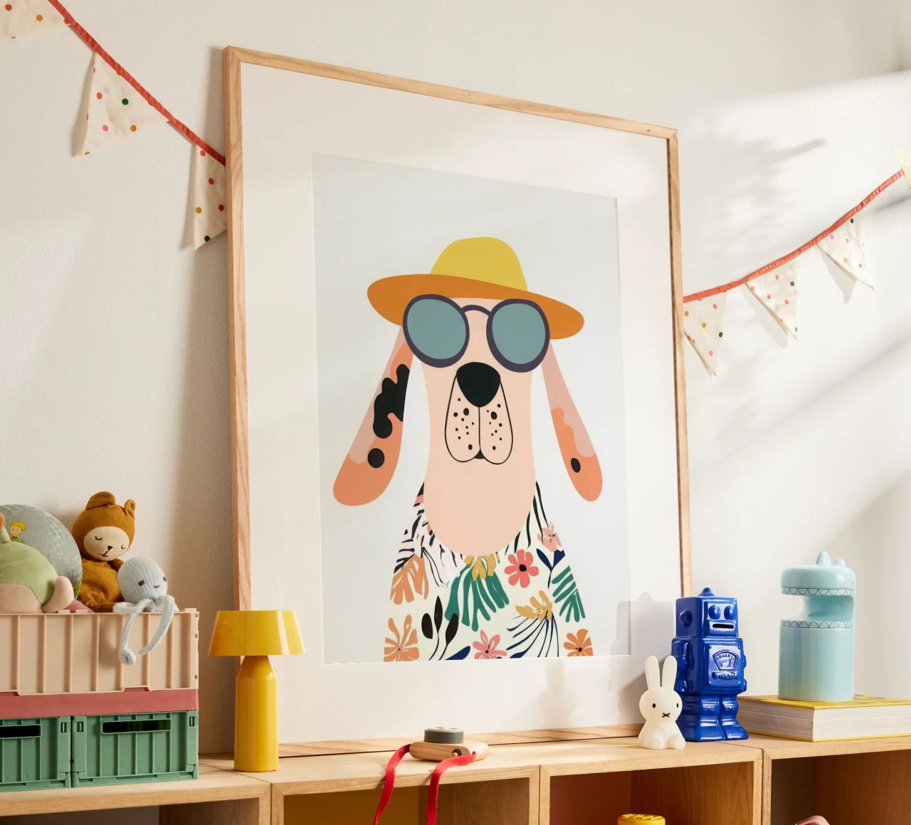 Chien tropical poster by So Cute Land - Affiches et posters