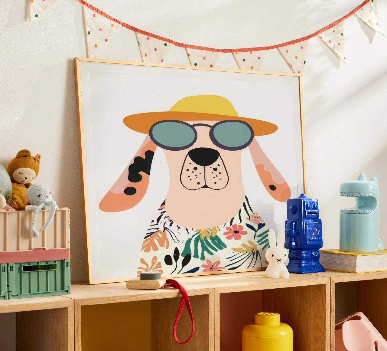 Chien tropical poster by So Cute Land - Affiches et posters