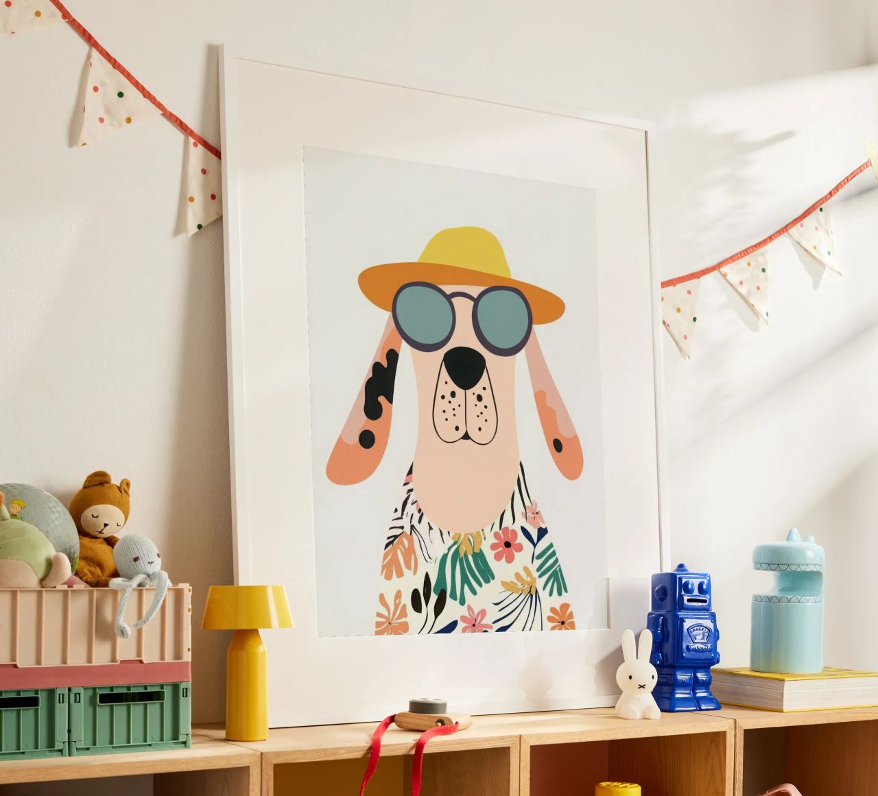 Chien tropical poster by So Cute Land - Affiches et posters