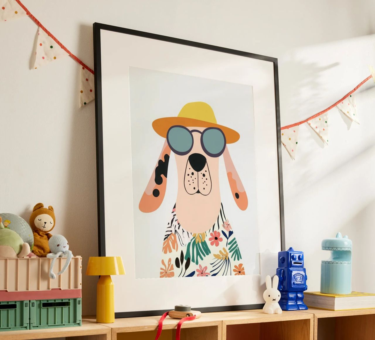 Chien tropical poster by So Cute Land - Affiches et posters