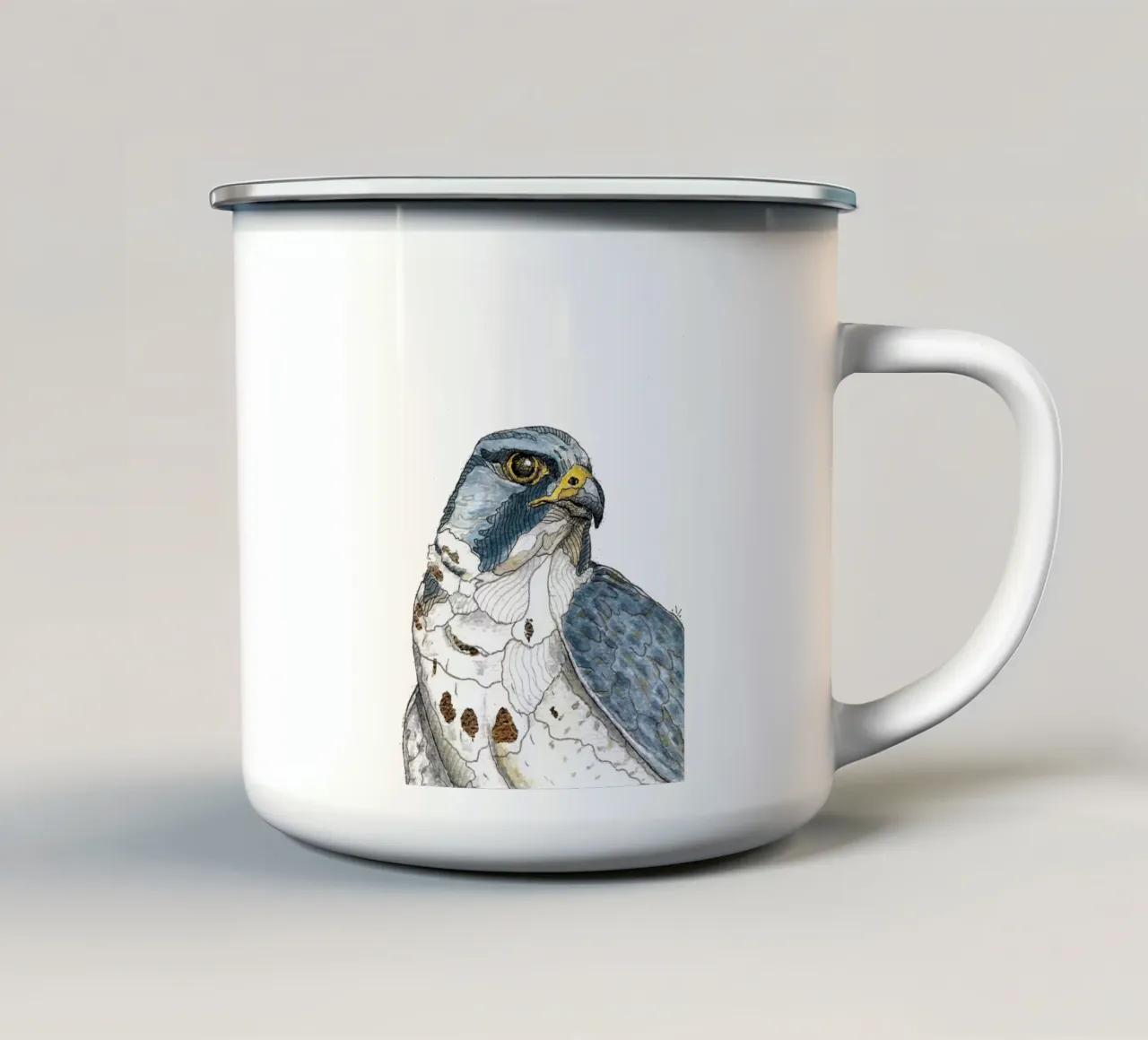 Peregrine falcon tazza in smalto da Magpie luck