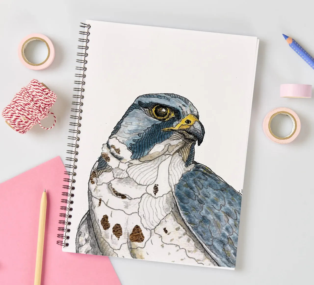 Peregrine falcon spiral notebook by Magpie luck