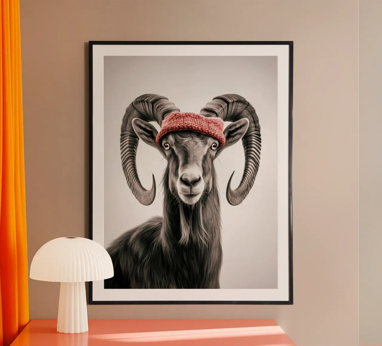 Nubischer Steinbock mit rotem Stirnband | Zeichnung Poster von Autofocus