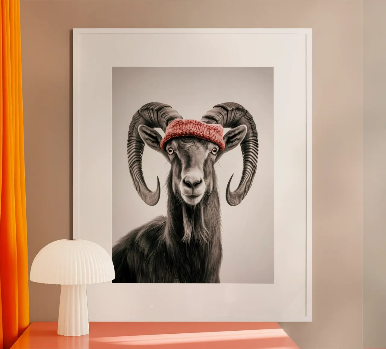 Nubischer Steinbock mit rotem Stirnband | Zeichnung Poster von Autofocus