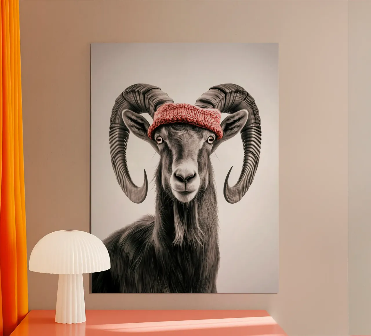 Nubischer Steinbock mit rotem Stirnband | Zeichnung Poster von Autofocus
