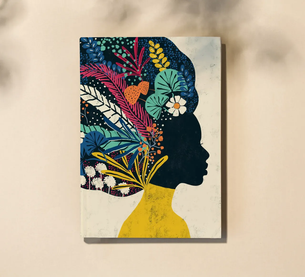 Cats & Dotz - Femme avec des fleurs dans son afro carnet de notes de The Artcircle