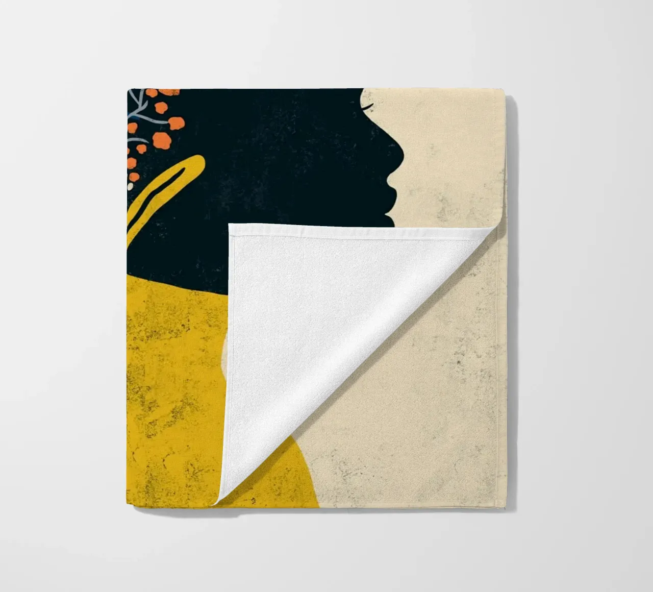 Cats & Dotz - Donna con fiori nei capelli afro telo mare da The Artcircle