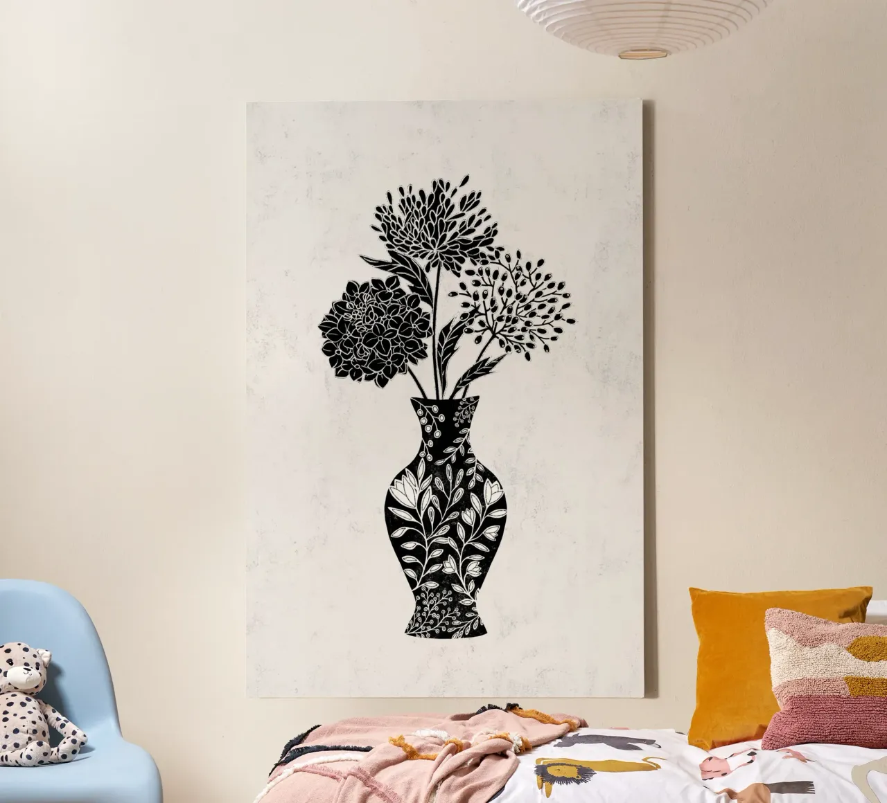 Gatti e puntini - Vaso antico tela con Cornice a cassetta da The Artcircle