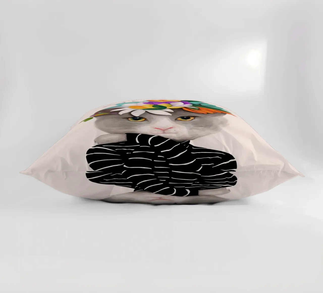 Gatti e puntini - Gatto con fiori cuscino da The Artcircle
