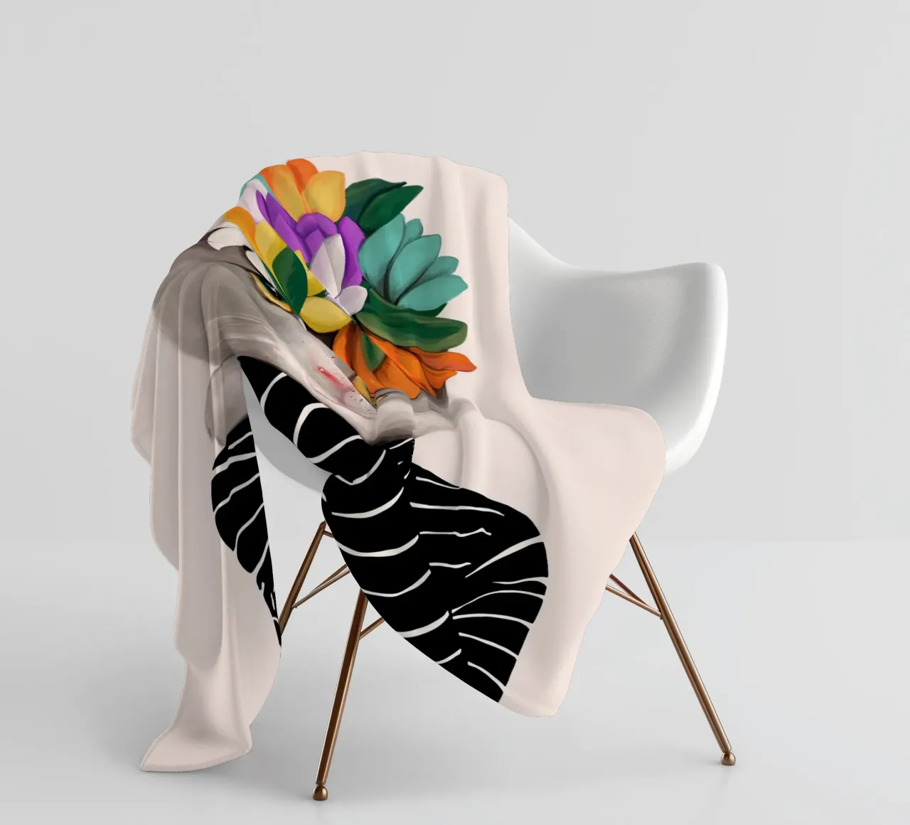 Gatti e puntini - Gatto con fiori coperta in pile da The Artcircle