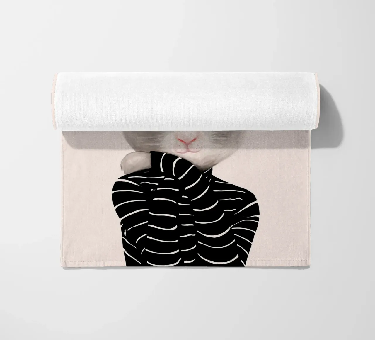 Gatti e puntini - Gatto con fiori telo mare da The Artcircle