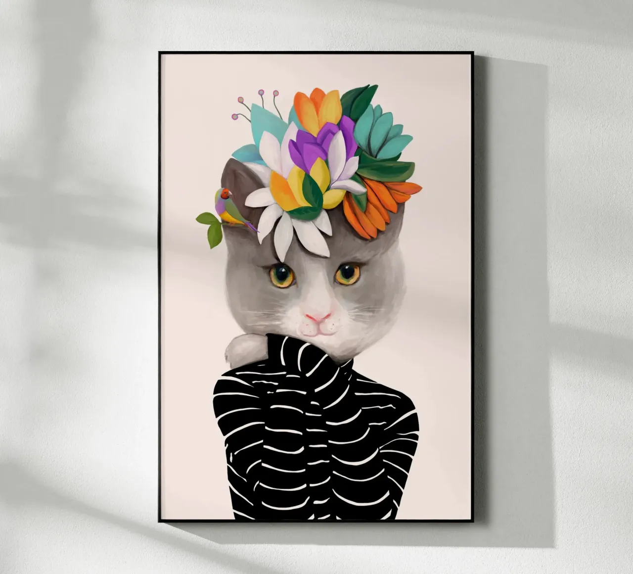 Gatti e puntini - Gatto con fiori plexiglass da The Artcircle