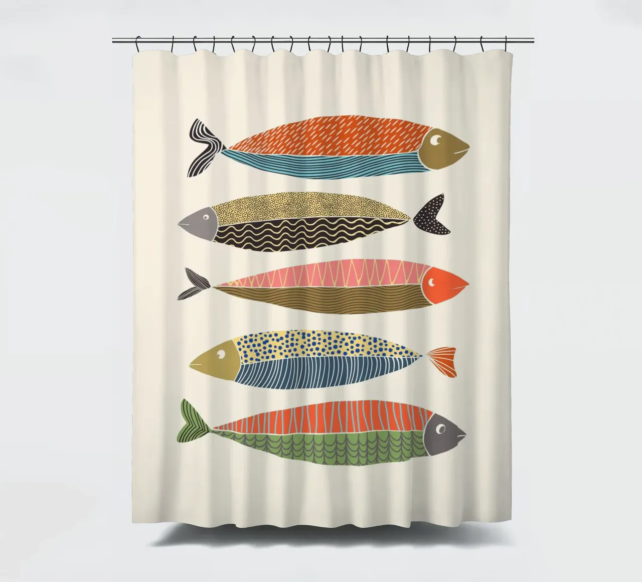 Cats & Dotz - Fish shower curtain by The Artcircle
