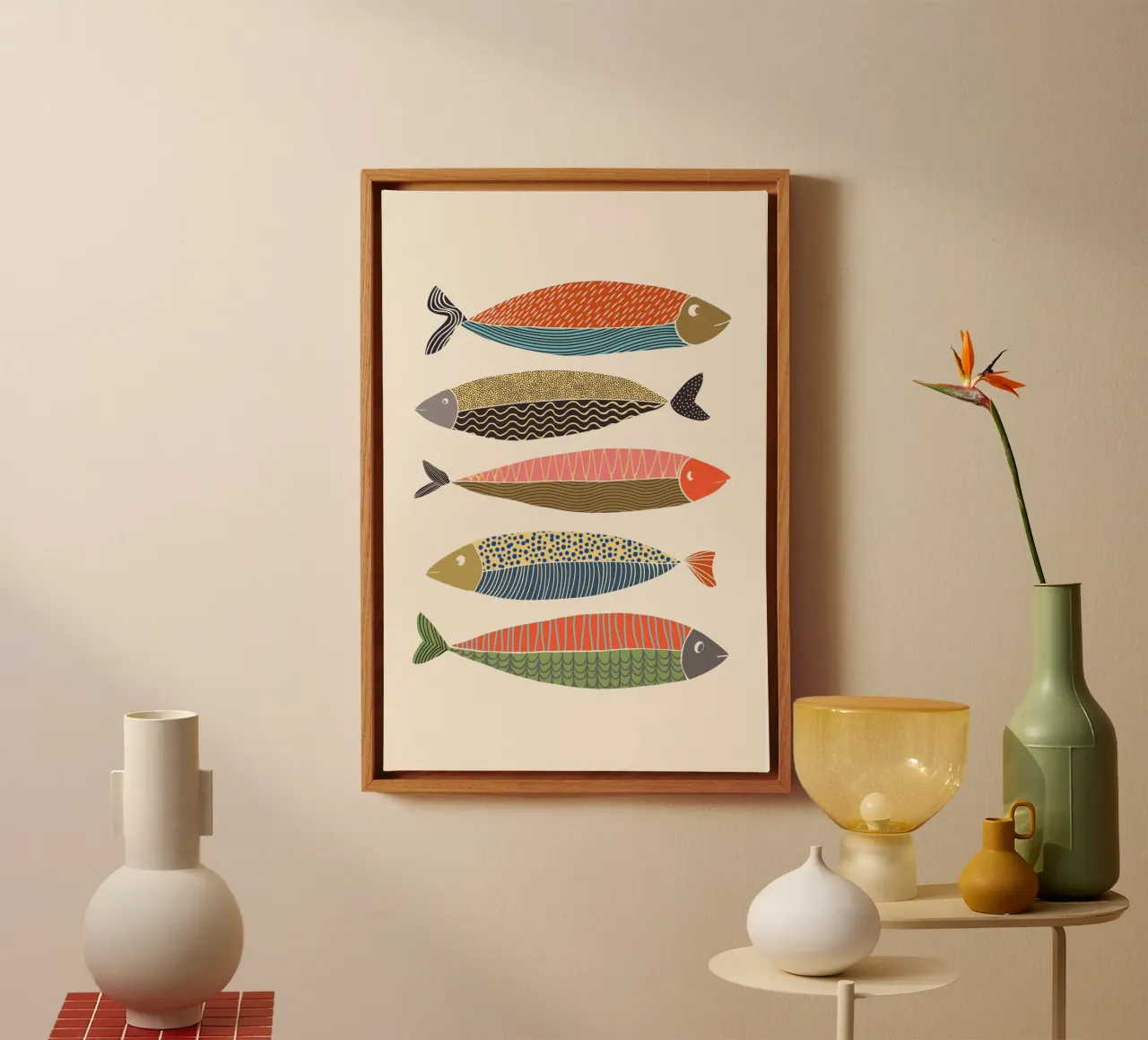 Katten & Dotz - Vis canvas met Baklijst van The Artcircle