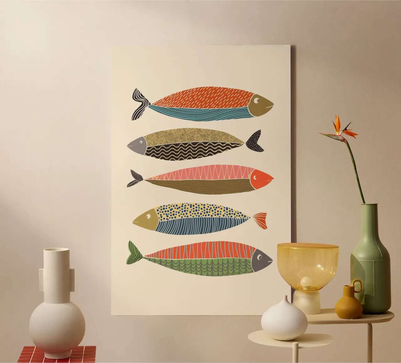 Katten & Dotz - Vis canvas met Baklijst van The Artcircle
