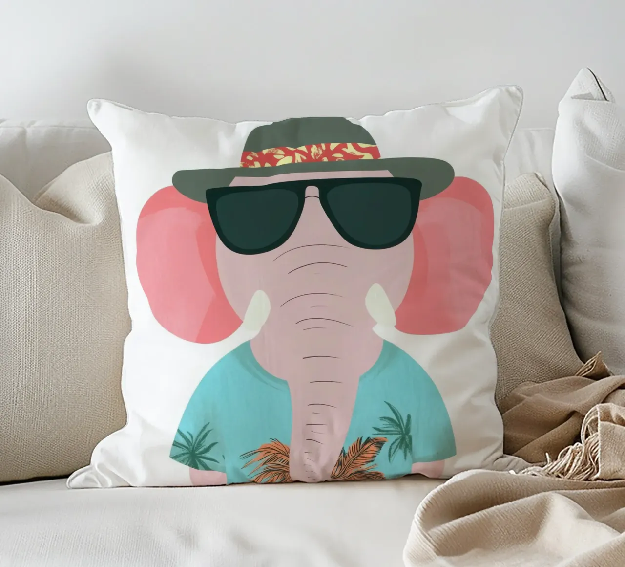Elefante tropicale cuscino da So Cute Land - Affiches et posters