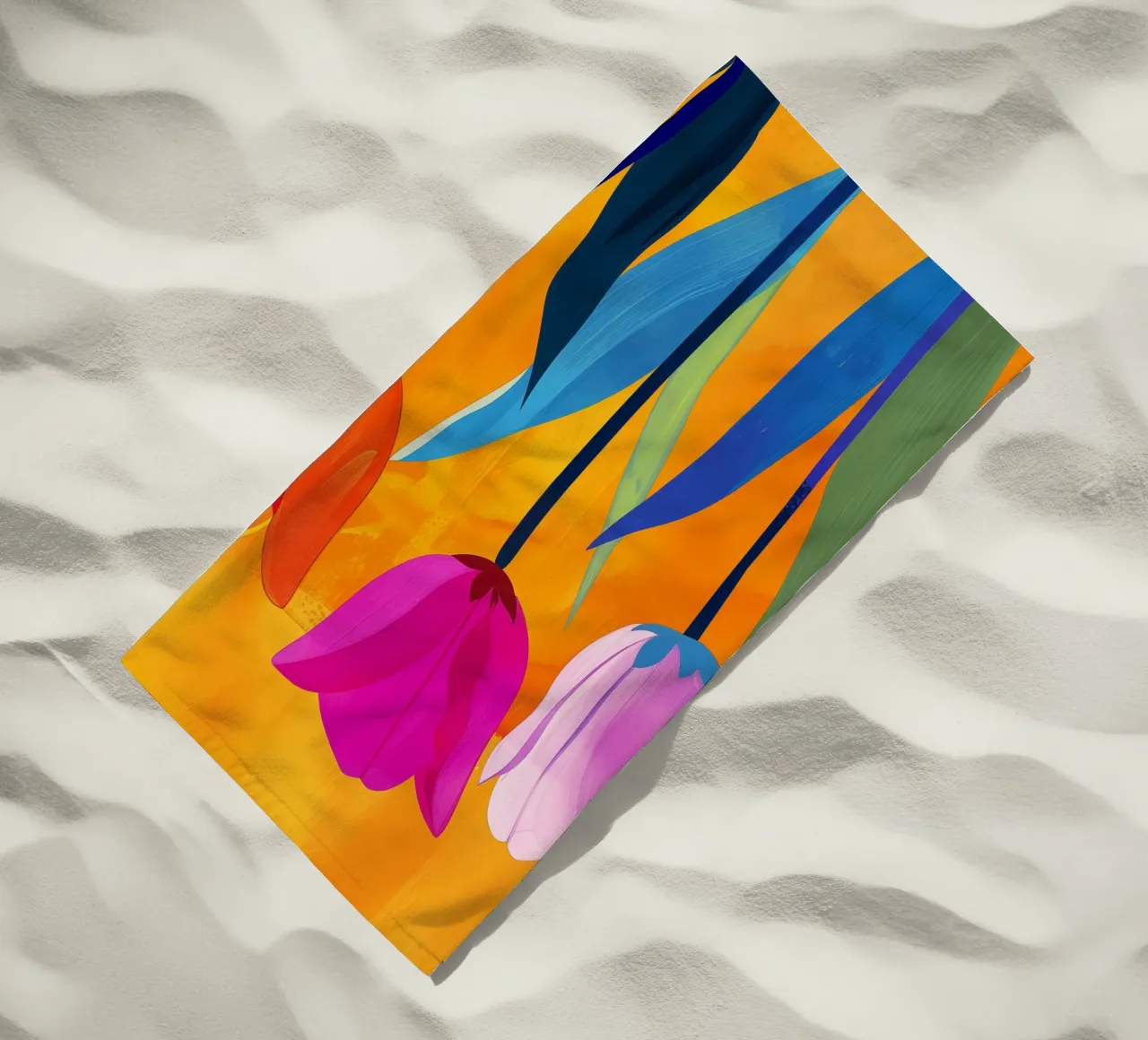 Tulipani colorati | Natura morta inondata di sole telo mare da Autofocus