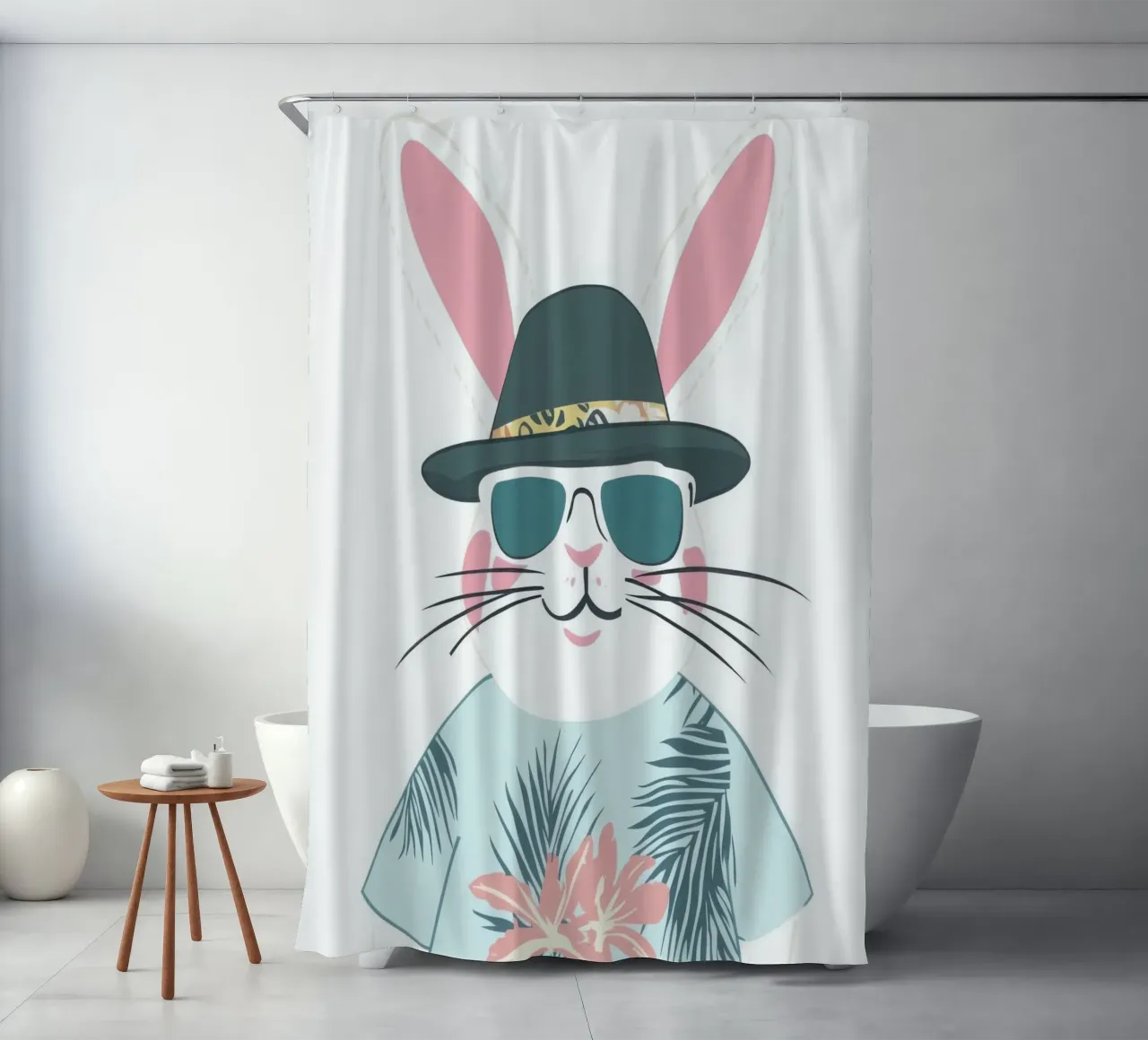 Coniglio tropicale tenda da doccia da So Cute Land - Affiches et posters