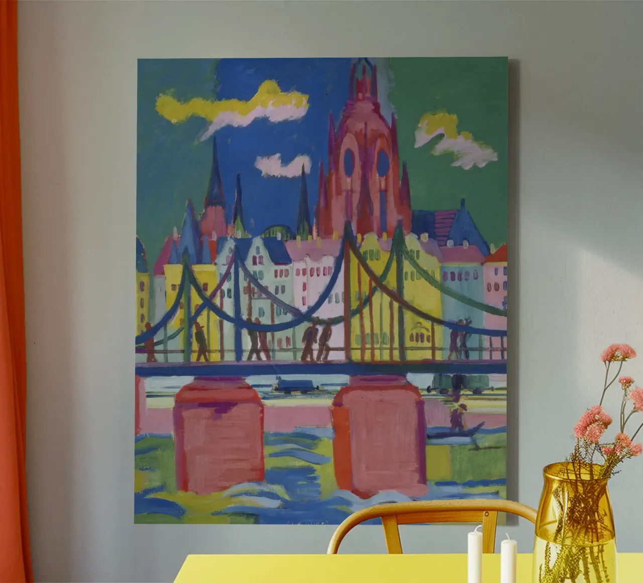Ernst Ludwig Kirchner - Cattedrale di Francoforte 1925 tela con Cornice a cassetta da ARTOTHEK