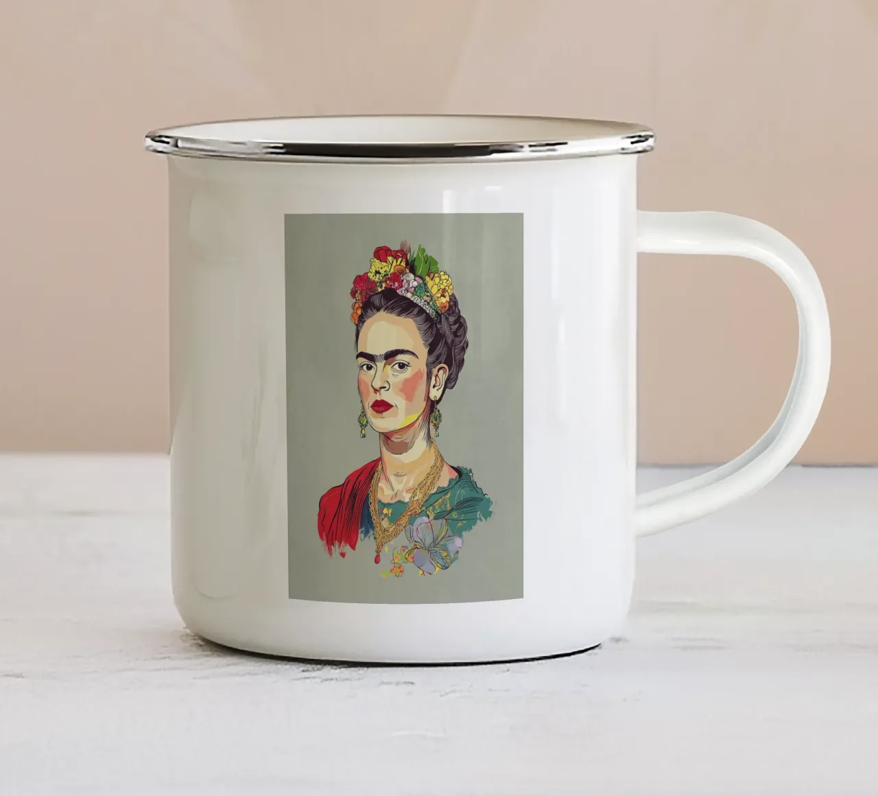 Frida Creatività femminile tazza in smalto da Carinaprint