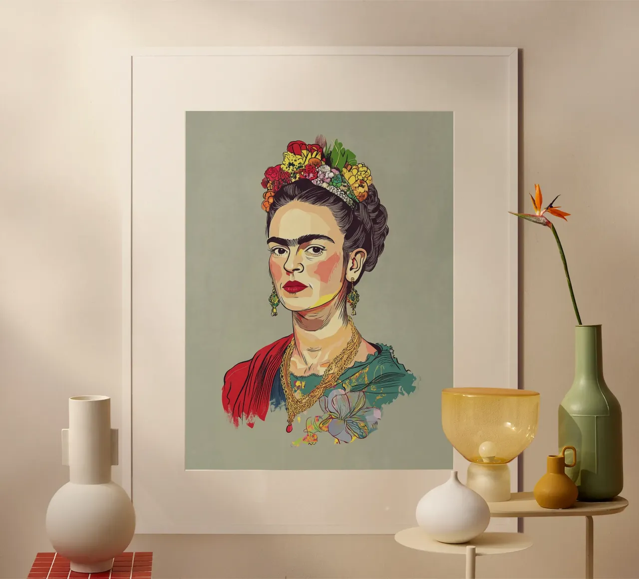 Frida Creatività femminile poster con telaio in legno da Carinaprint
