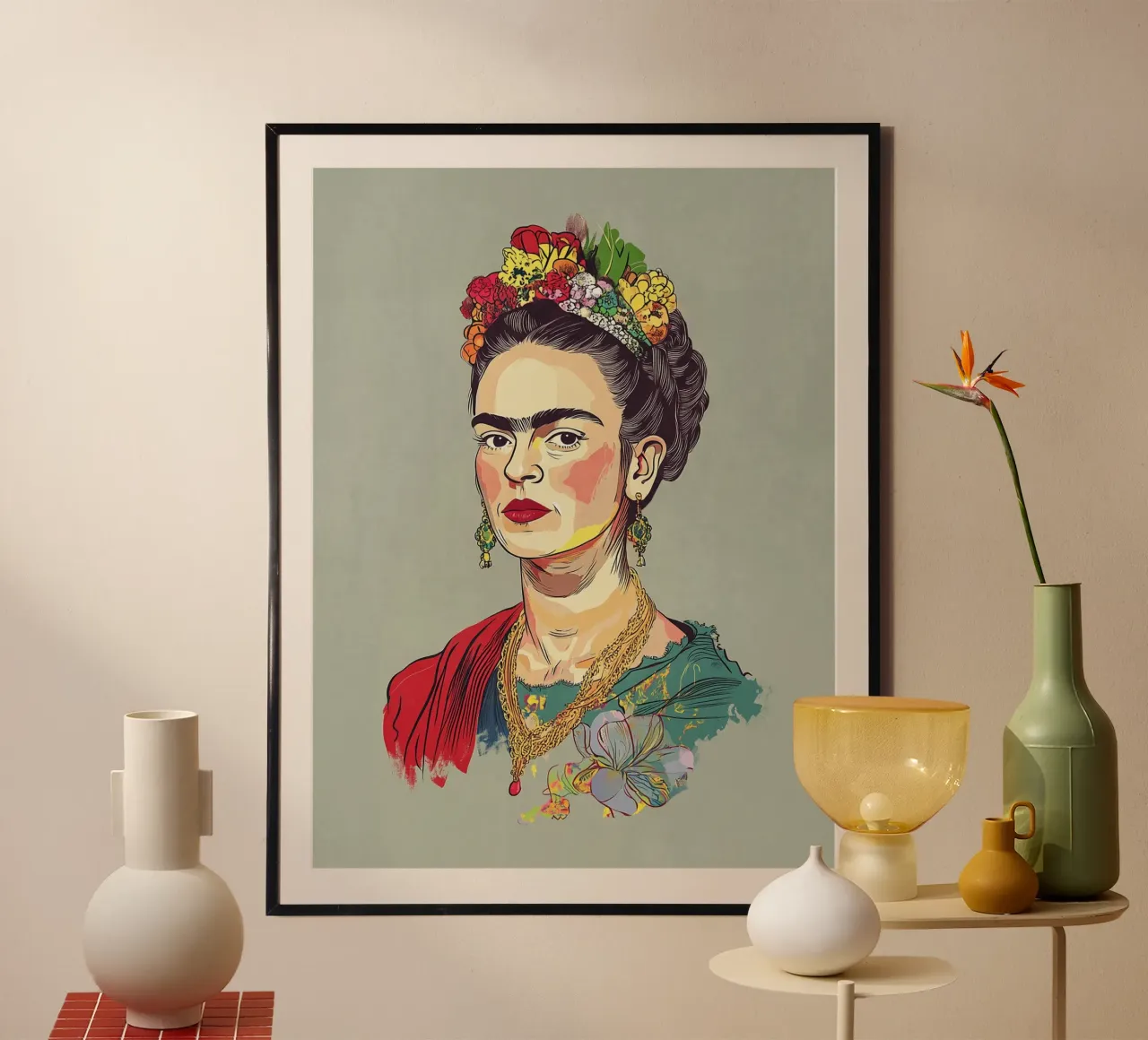 Frida Creatività femminile poster con telaio in legno da Carinaprint