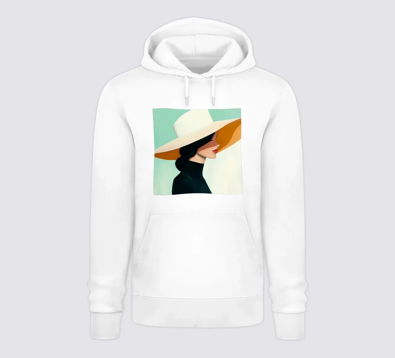 Signora con cappello bianco felpa con cappuccio da Melloi Art Print