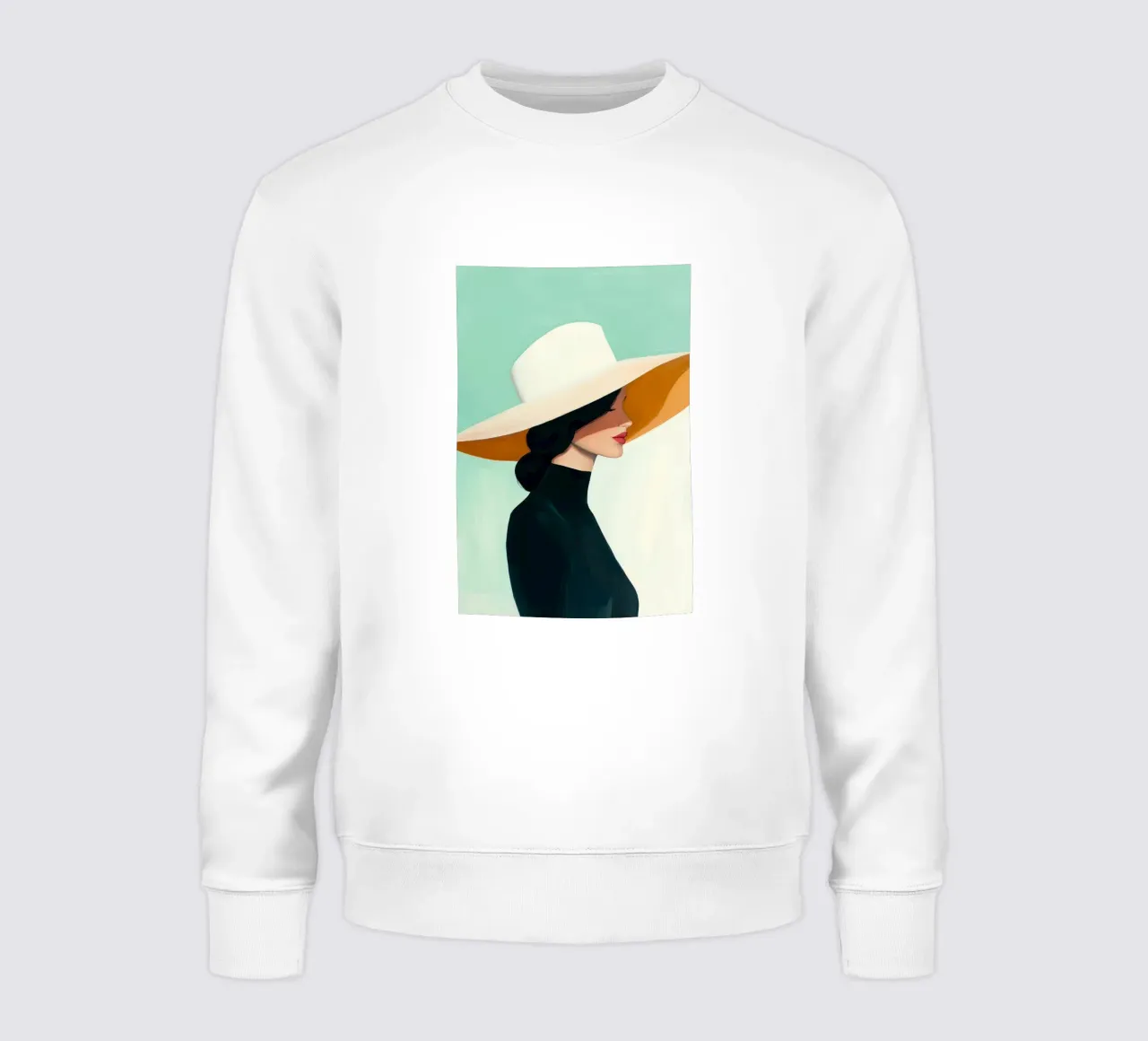 Signora con cappello bianco felpa da Melloi Art Print