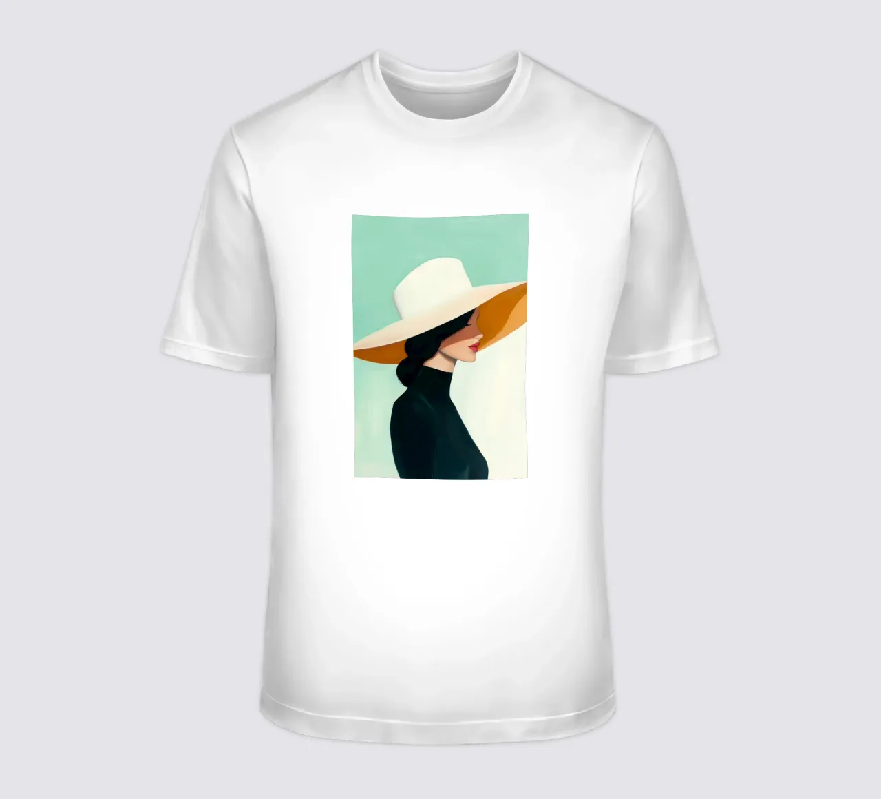 Signora con cappello bianco t-shirt da Melloi Art Print