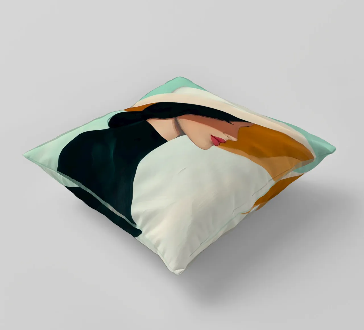 Signora con cappello bianco cuscino da Melloi Art Print
