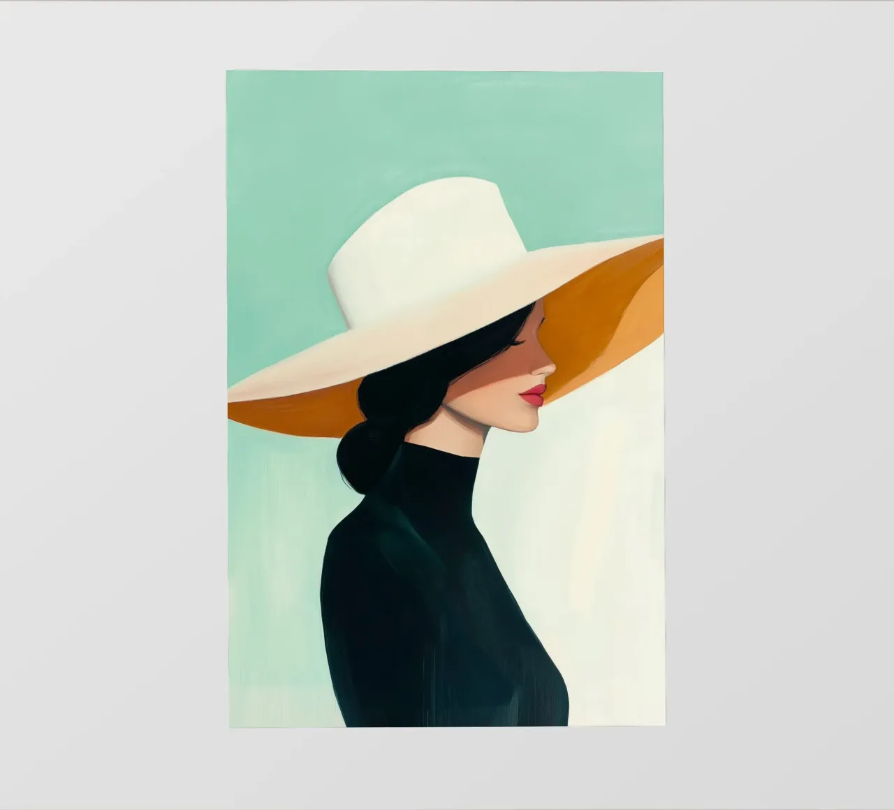 Signora con cappello bianco pellicola backlit da Melloi Art Print