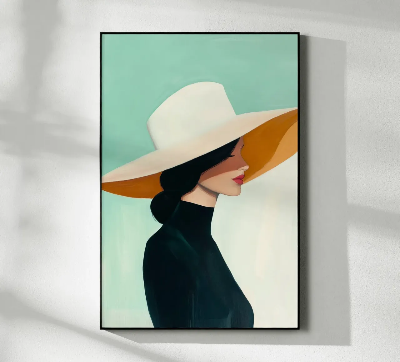 Signora con cappello bianco plexiglass da Melloi Art Print