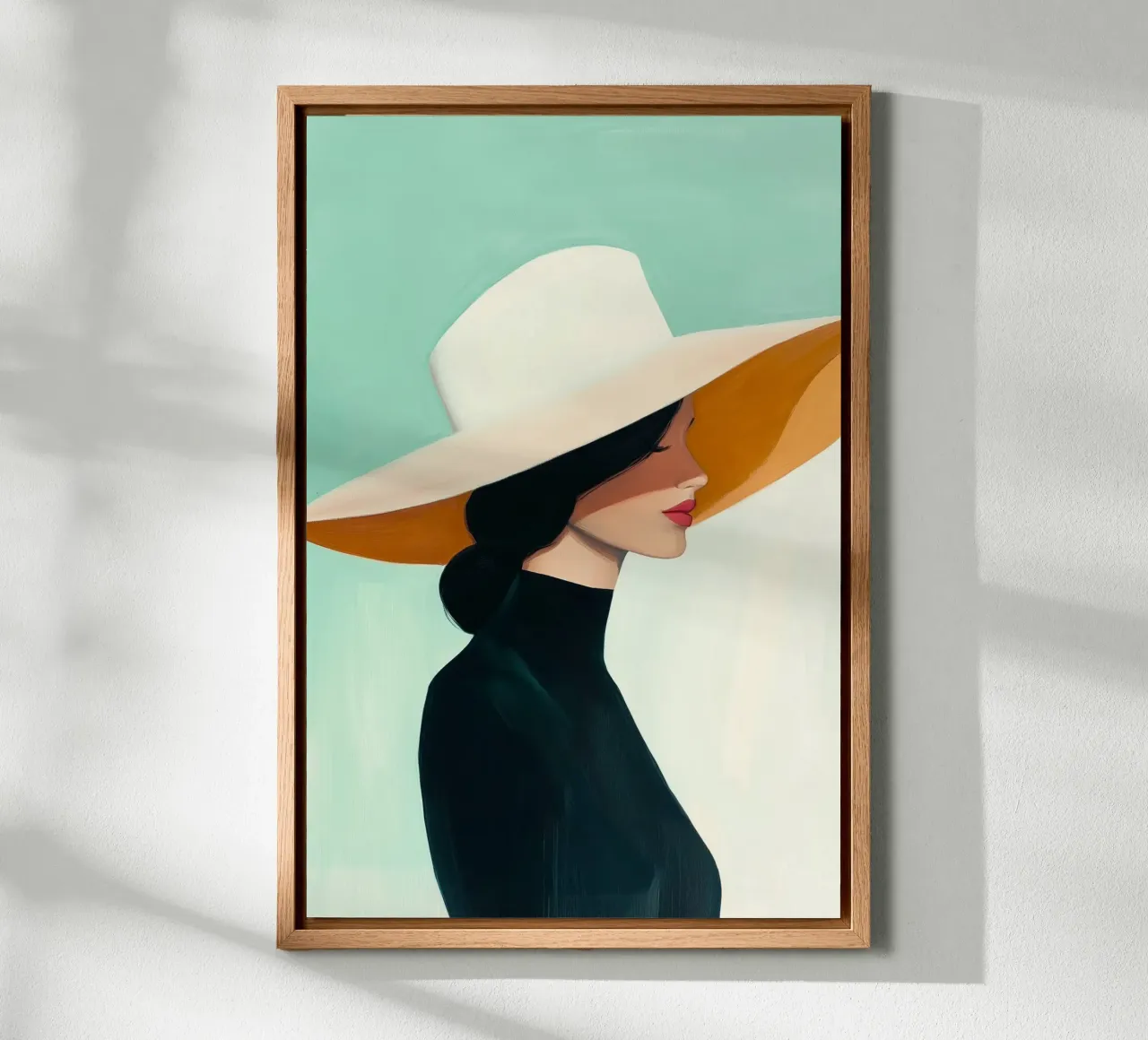 Signora con cappello bianco alluminio dibond da Melloi Art Print