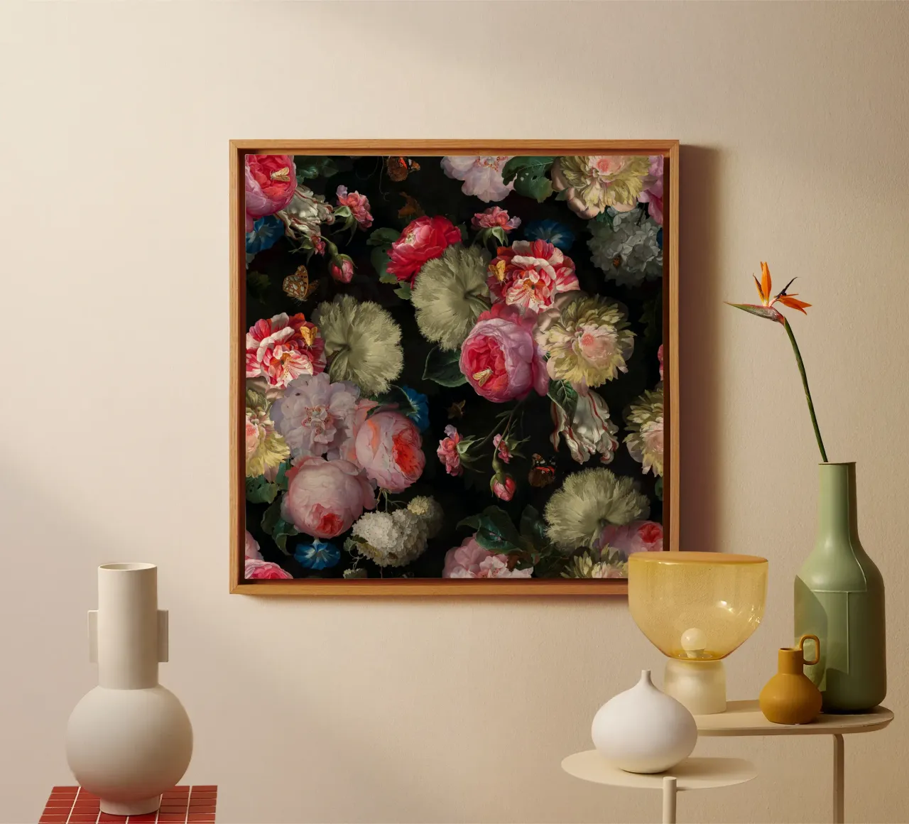 Mystieke donkere vintage barokke bloementuin canvas met Baklijst van Flower Garden - Uta Naumann