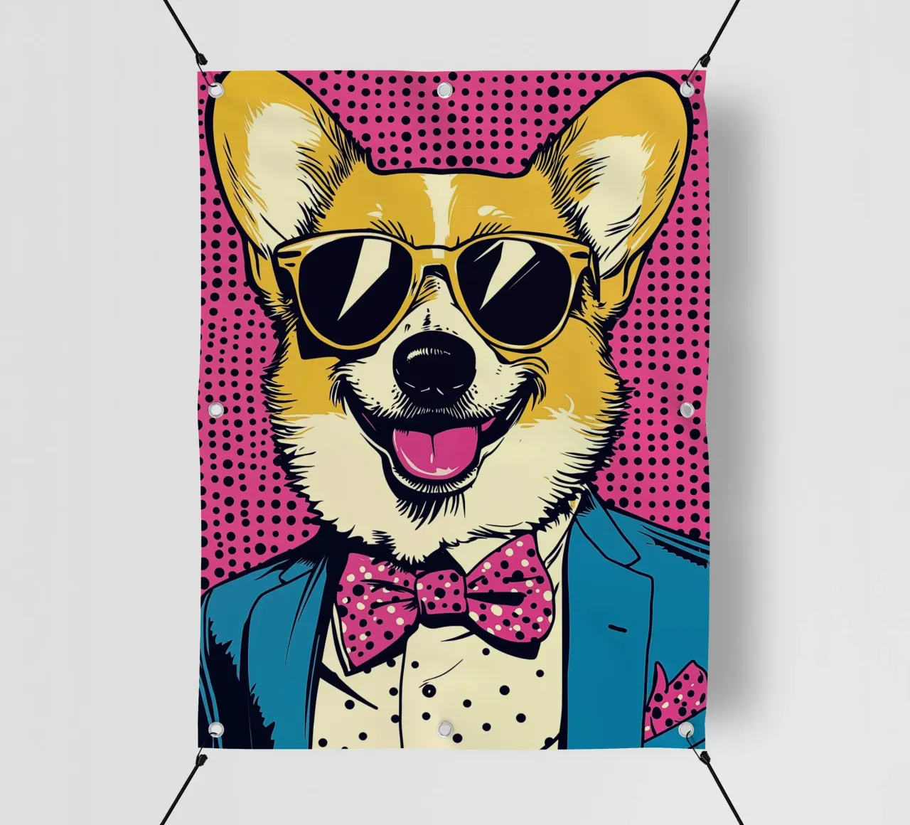 Corgi Boss Retro-Glamour Pop Art telo in pvc da Autofocus