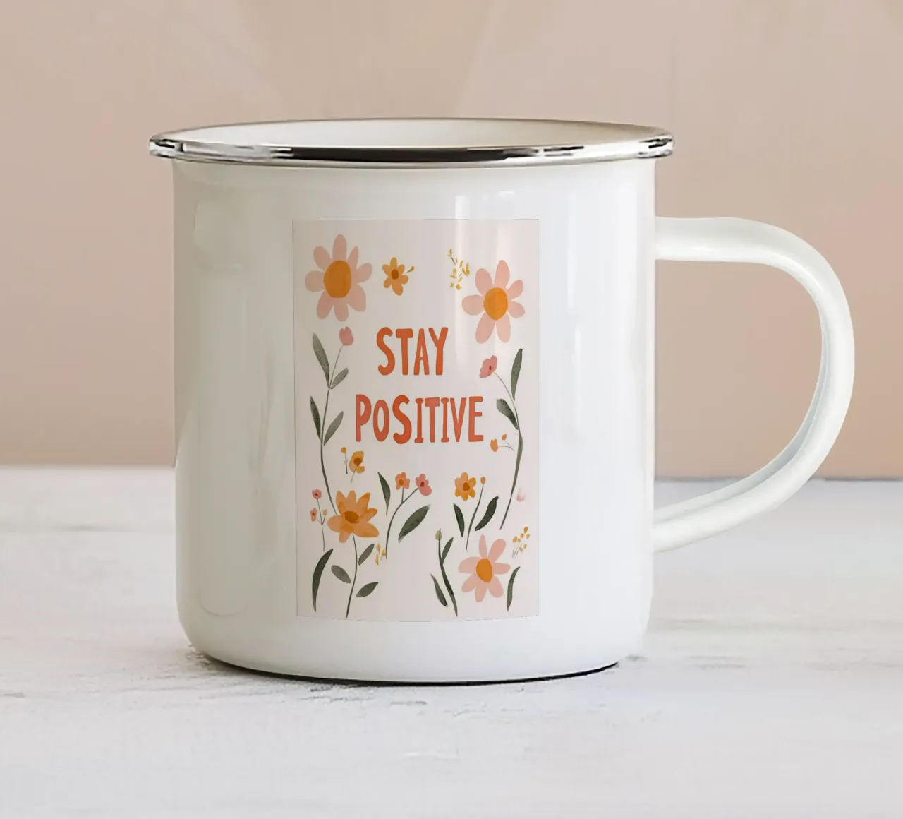 Stay Positive No 2 tazza in smalto da treechild