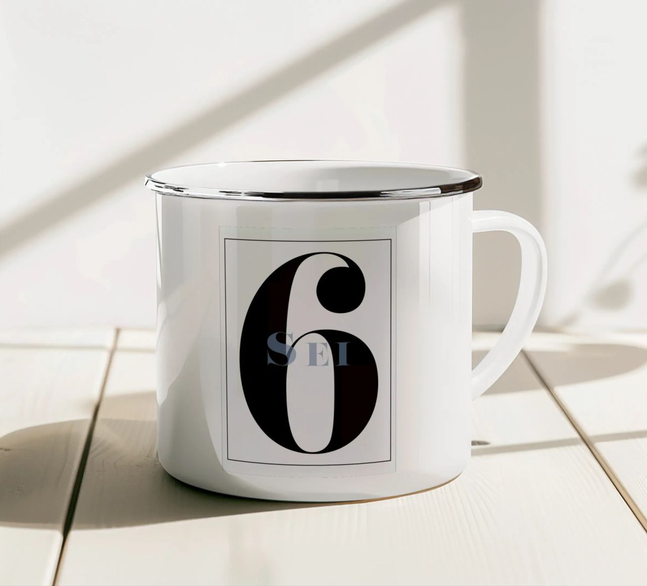Numero 6 tazza in smalto da In Full Color
