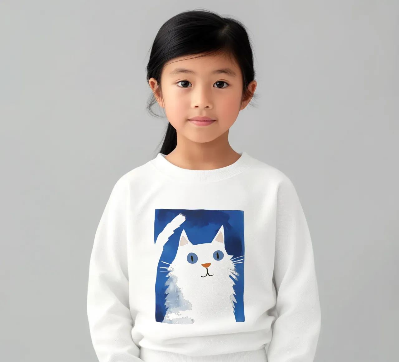 Simpatico gatto bianco per bambini felpa bambino da Autofocus