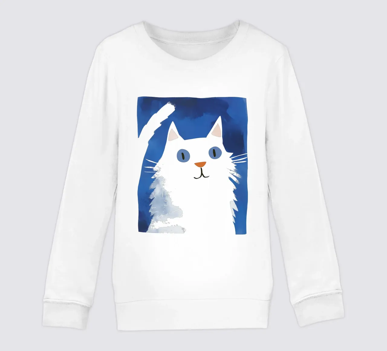 Simpatico gatto bianco per bambini felpa bambino da Autofocus