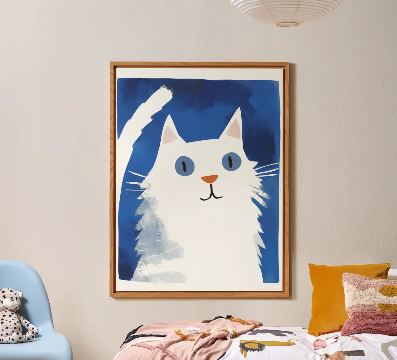 Simpatico gatto bianco per bambini alluminio dibond da Autofocus