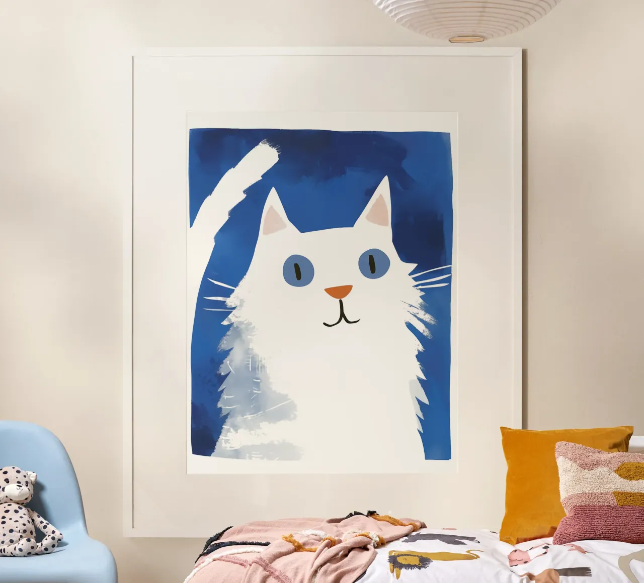 Simpatico gatto bianco per bambini carta hahnemühle da Autofocus