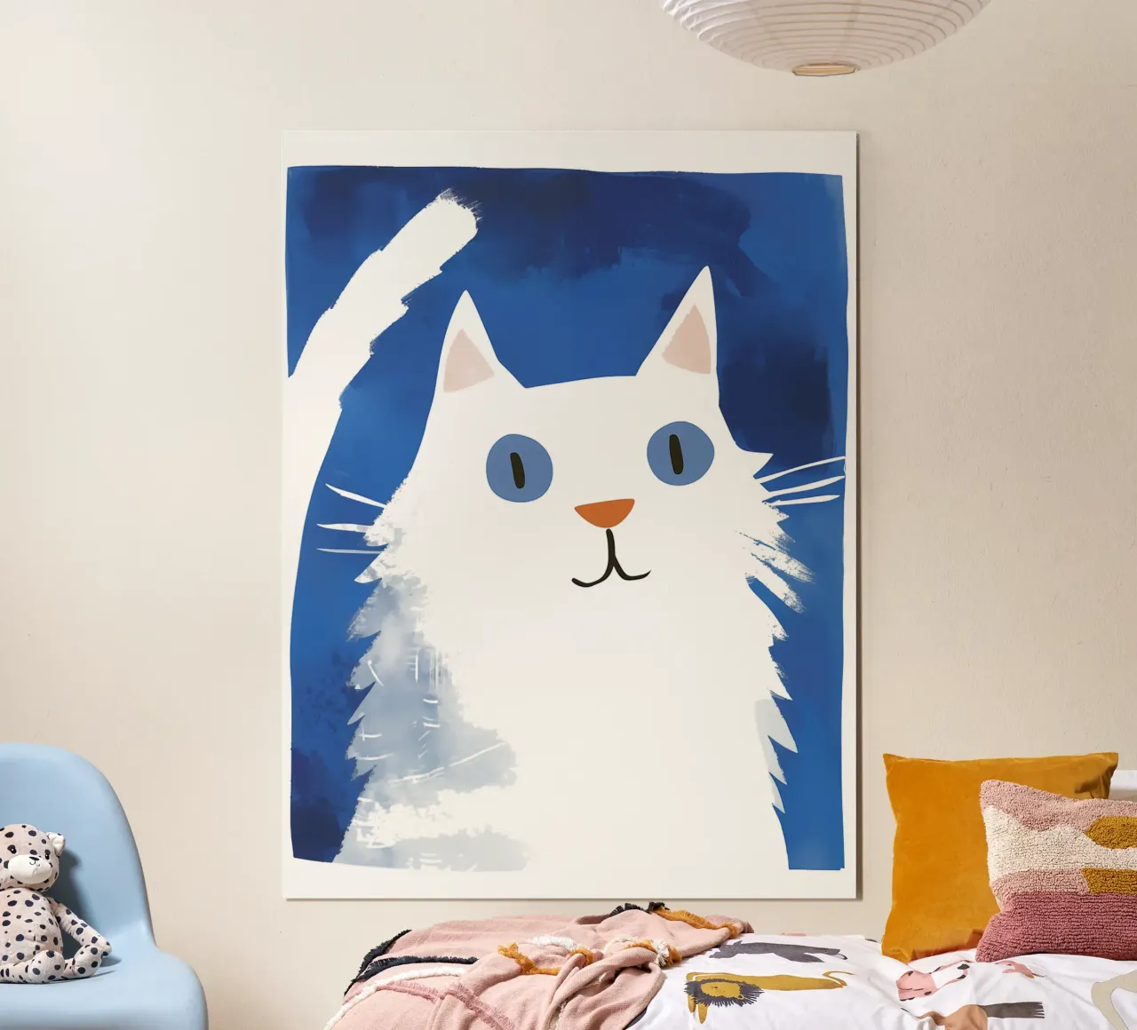 Simpatico gatto bianco per bambini carta hahnemühle da Autofocus