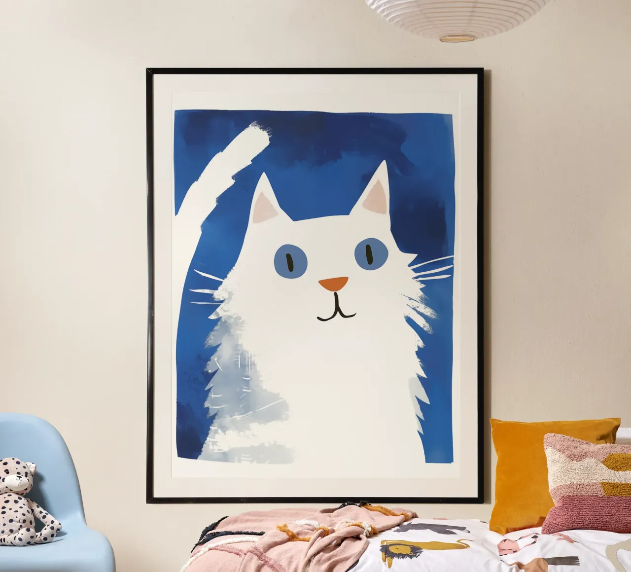 Simpatico gatto bianco per bambini carta hahnemühle da Autofocus