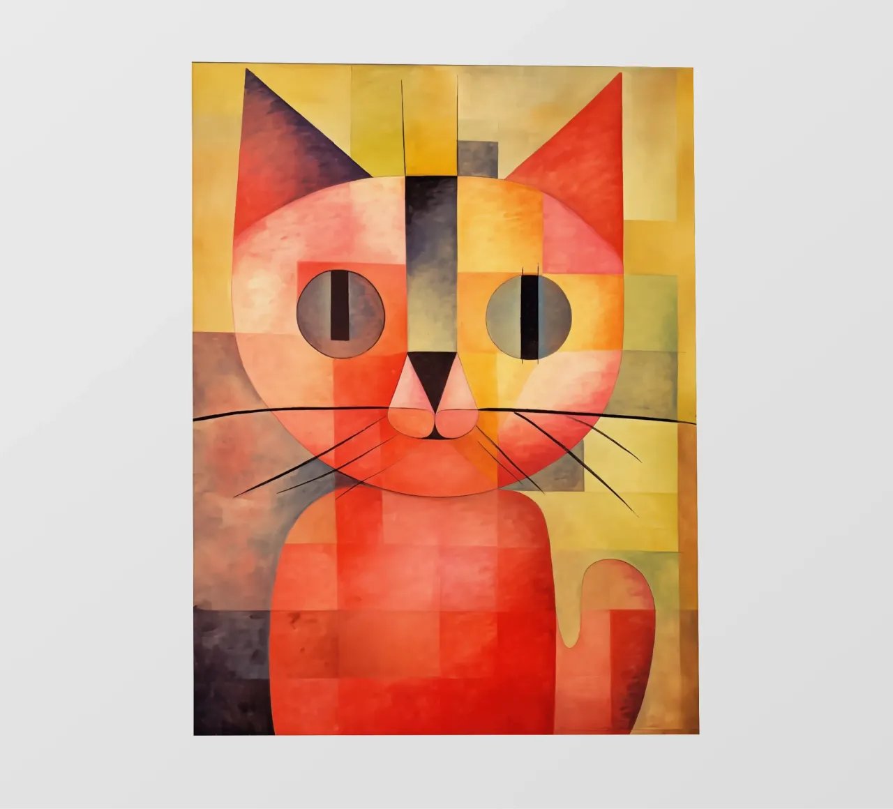 Gatto trifoglio cubista dai colori caldi telo in pvc da Autofocus