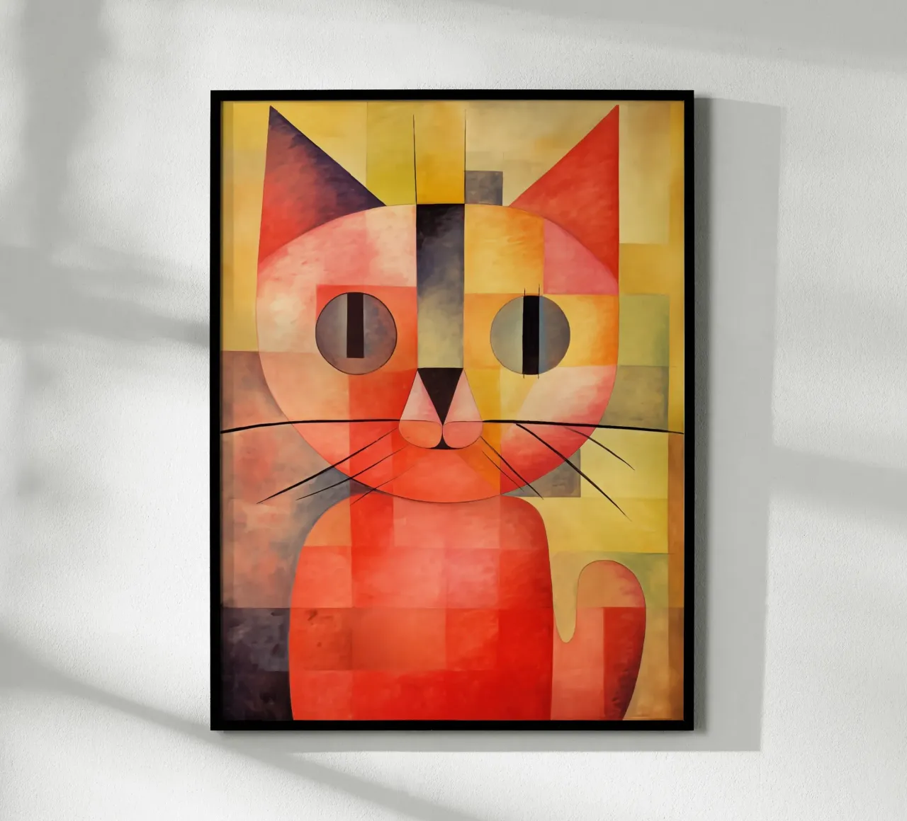 Gatto trifoglio cubista dai colori caldi carta hahnemühle da Autofocus