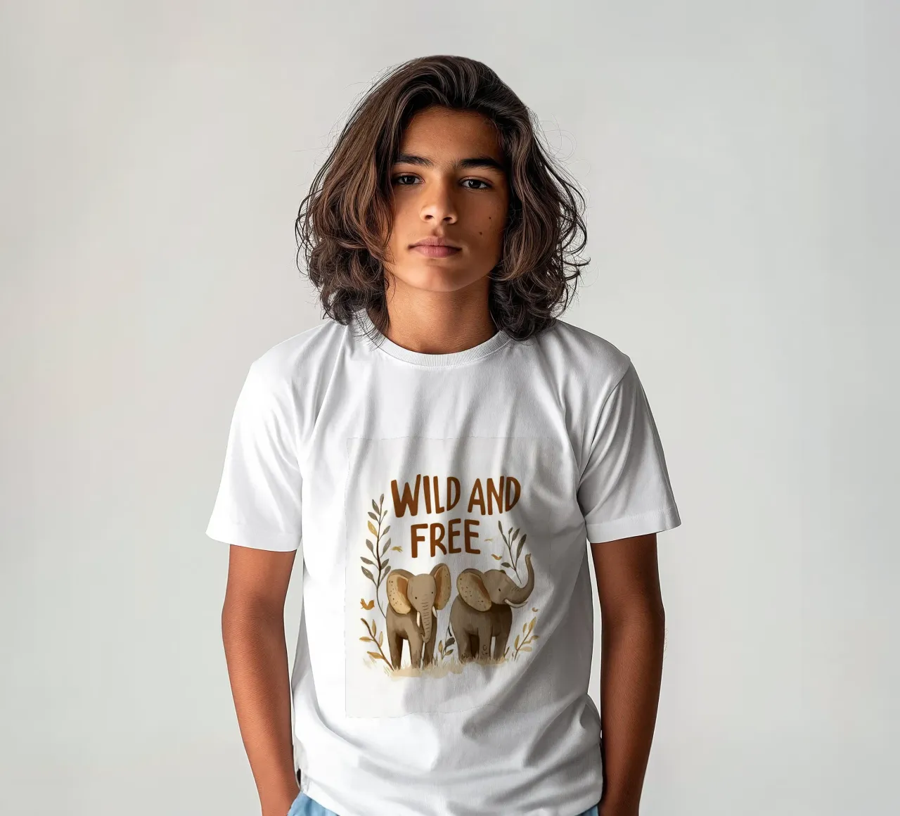 Wild And Free (Elephants) kids t-shirt by treechild