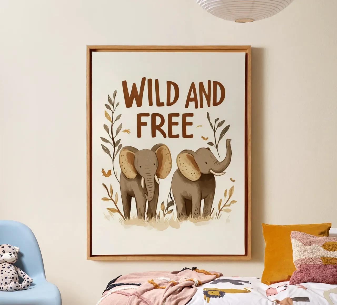 Wild And Free (Elephants) tela con Cornice a cassetta da treechild